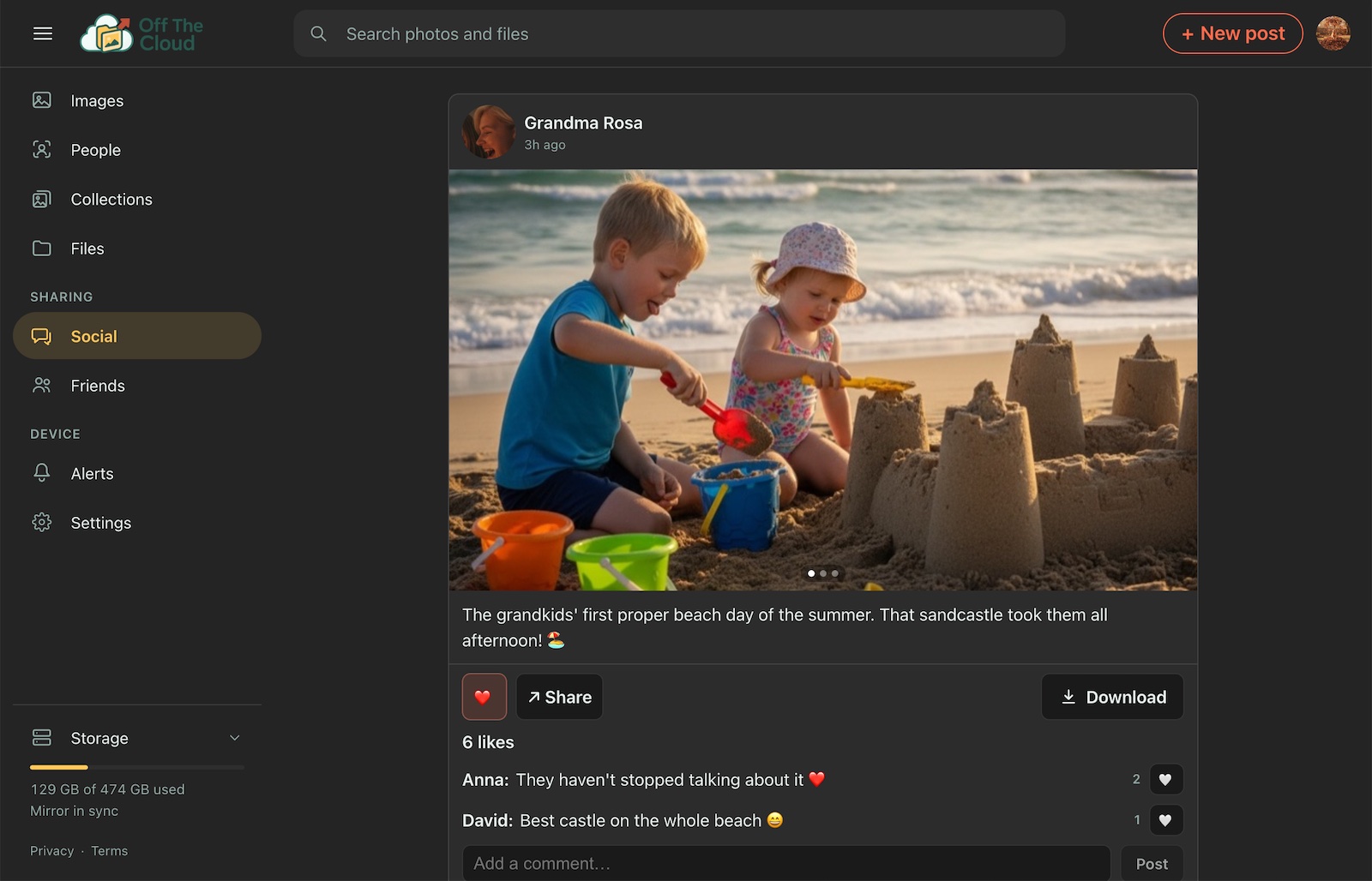 Social in the web app